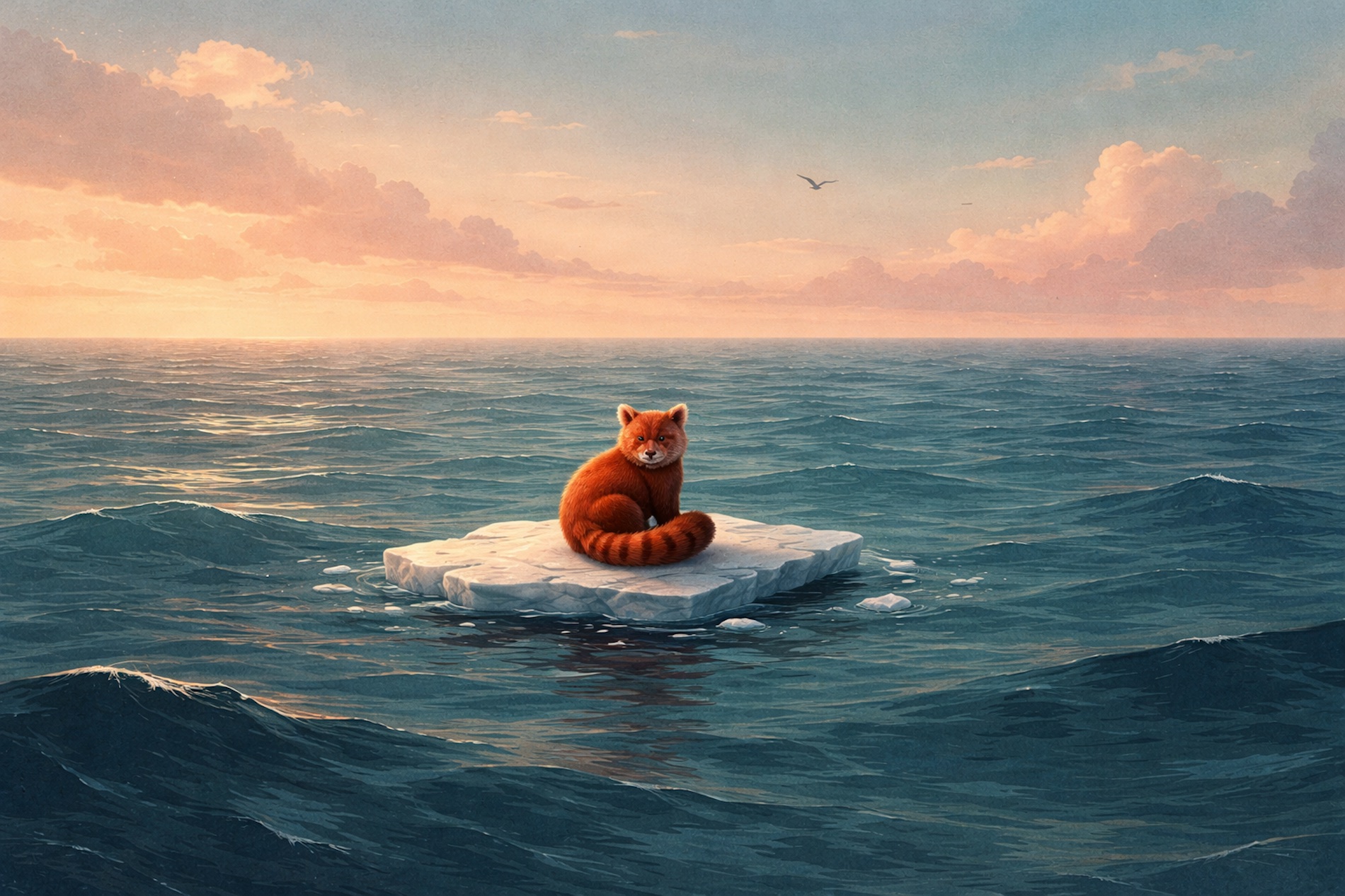 427. Mensaje de un panda rojo en medio del mar